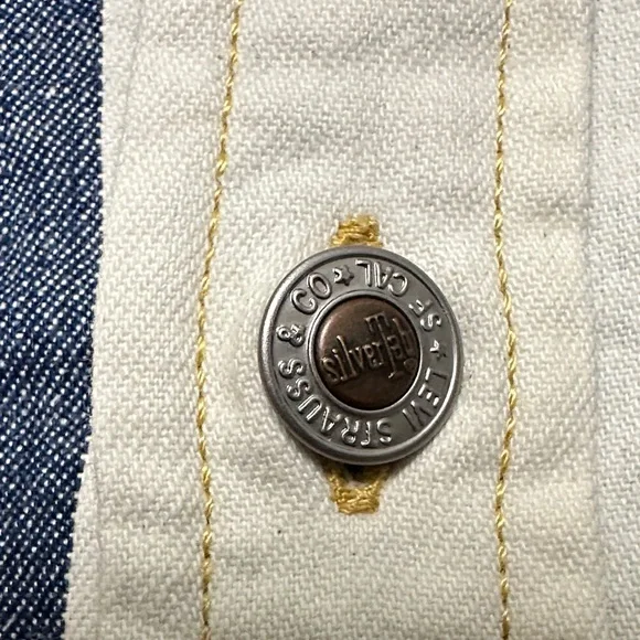 Silver Tab Levi’s Jeans Navy and White Striped Casual Shirt Oversized M - Picture 6 of 15